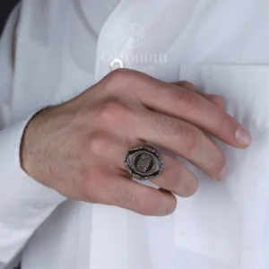 Kelime-i Tevhidli Özel Tasarım Gümüş Erkek Yüzük