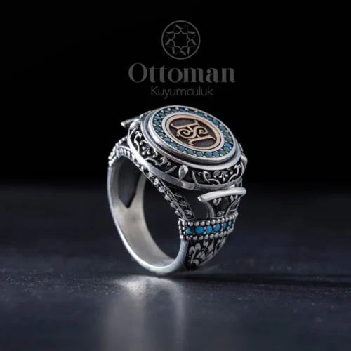 Kişiye Özel Baş Harfli Gümüş Erkek Yüzük