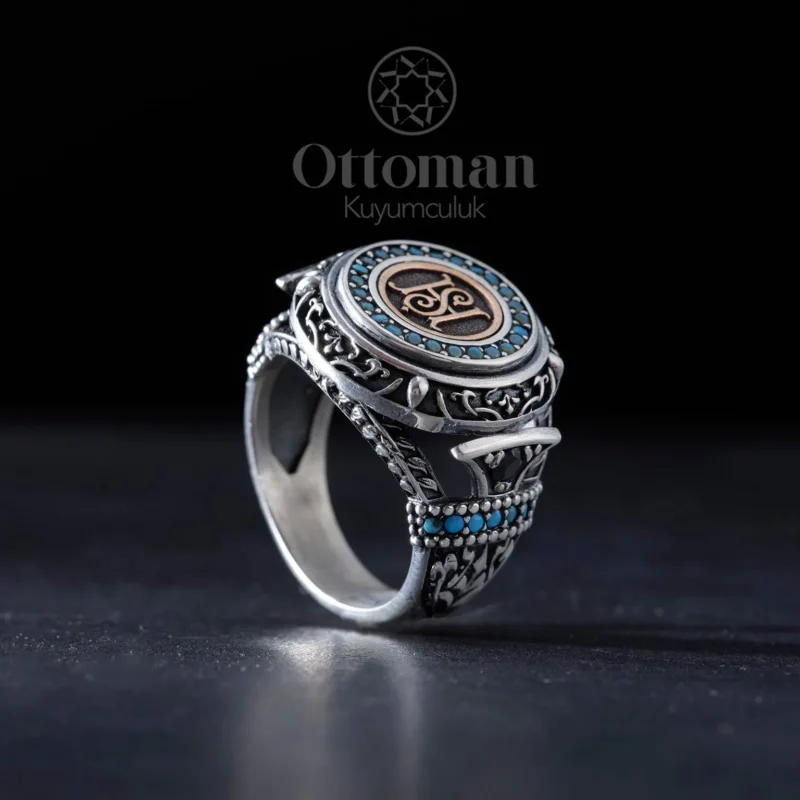 Kişiye Özel Baş Harfli Gümüş Erkek Yüzük