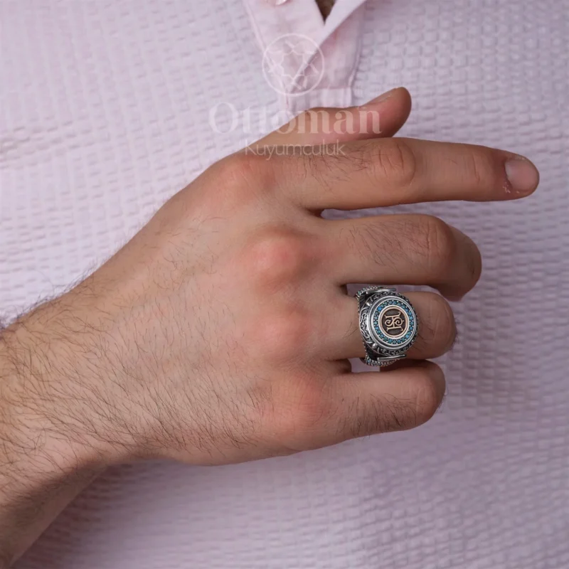 Kişiye Özel Baş Harfli Gümüş Erkek Yüzük