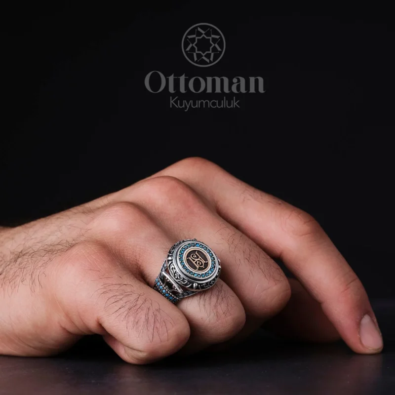 Kişiye Özel Baş Harfli Gümüş Erkek Yüzük