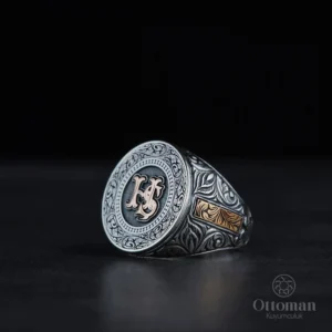 Harf Tasarımlı Gümüş Erkek Yüzük ve Kolye Set