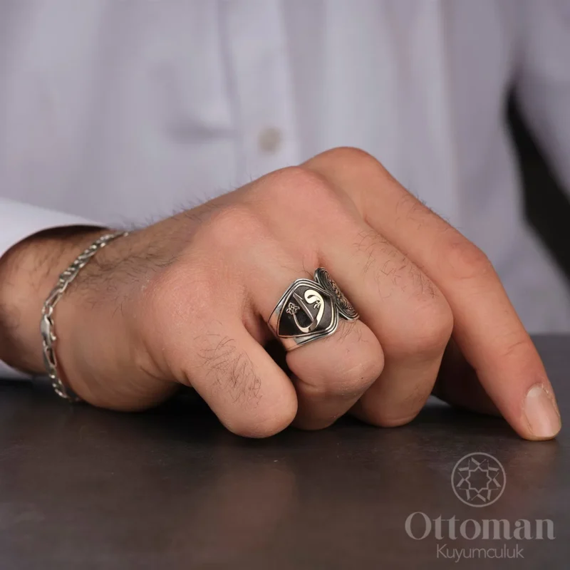 Kişiye Özel Tasarım Elif Vavlı Gümüş Erkek Yüzük