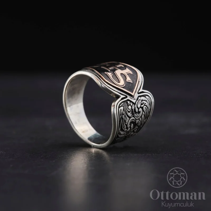 Kişiye Özel Tasarım Harfli Gümüş Erkek Yüzük