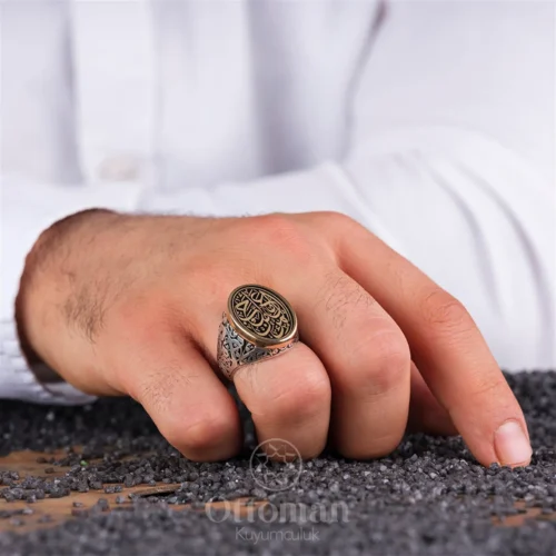 Kördüğüm Gibi Sevmek Yazılı Gümüş Erkek Yüzük