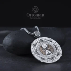 kum-saati-madalyon-kolye-8-abdd Kum Saati Madalyon Gümüş Erkek Kolye