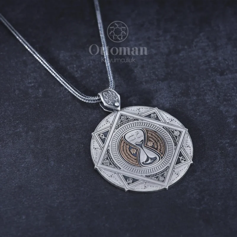 kum-saati-madalyon-kolye-93-945 Kum Saati Madalyon Gümüş Erkek Kolye