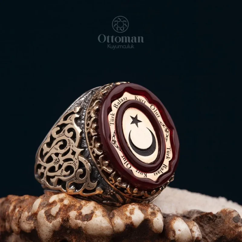 Kutlu Bayrak Model Gümüş Erkek Yüzük