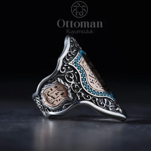 La Havle Yazılı Özel Tasarım Zihgir Gümüş Erkek Yüzük