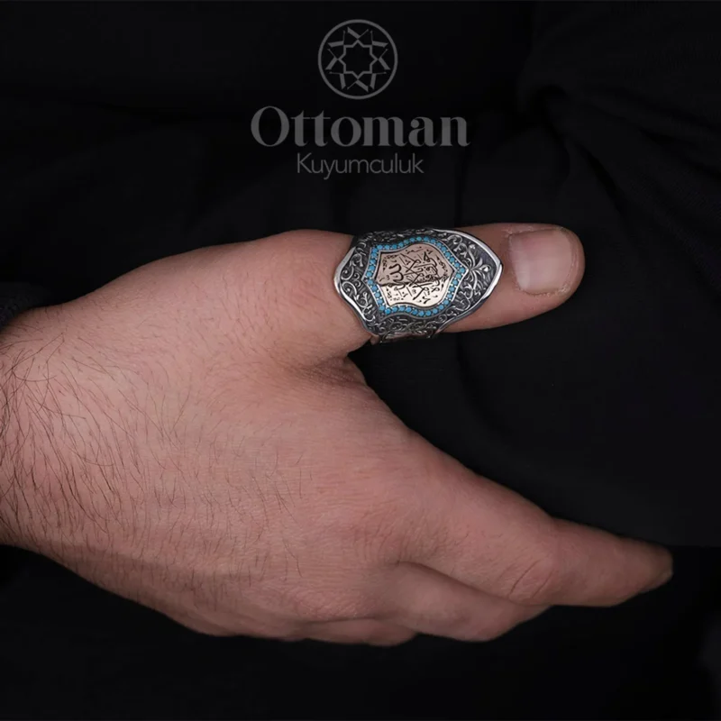La Havle Yazılı Özel Tasarım Zihgir Gümüş Erkek Yüzük
