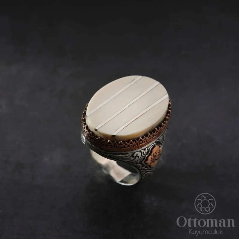 Orijinal Fil Dişi Gümüş Çakım Erkek Yüzük