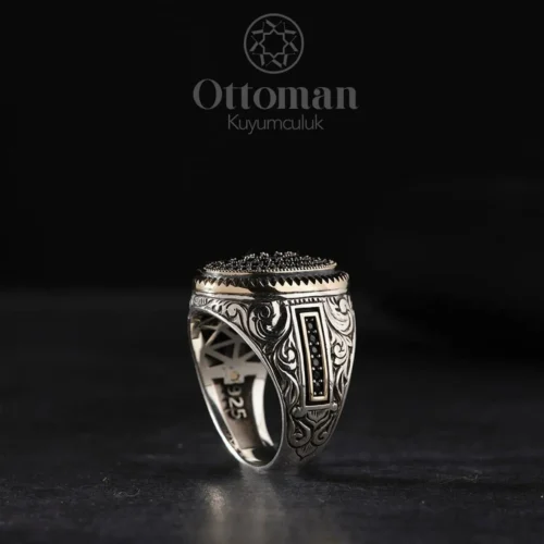 Oval Taşlı Gümüş Erkek Yüzük