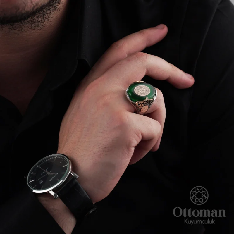 Fatiha Suresi İşlemeli Gümüş Erkek Yüzük