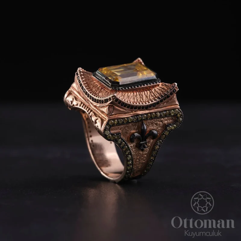 Rose Kaplama Şah Model Gümüş Erkek Yüzük