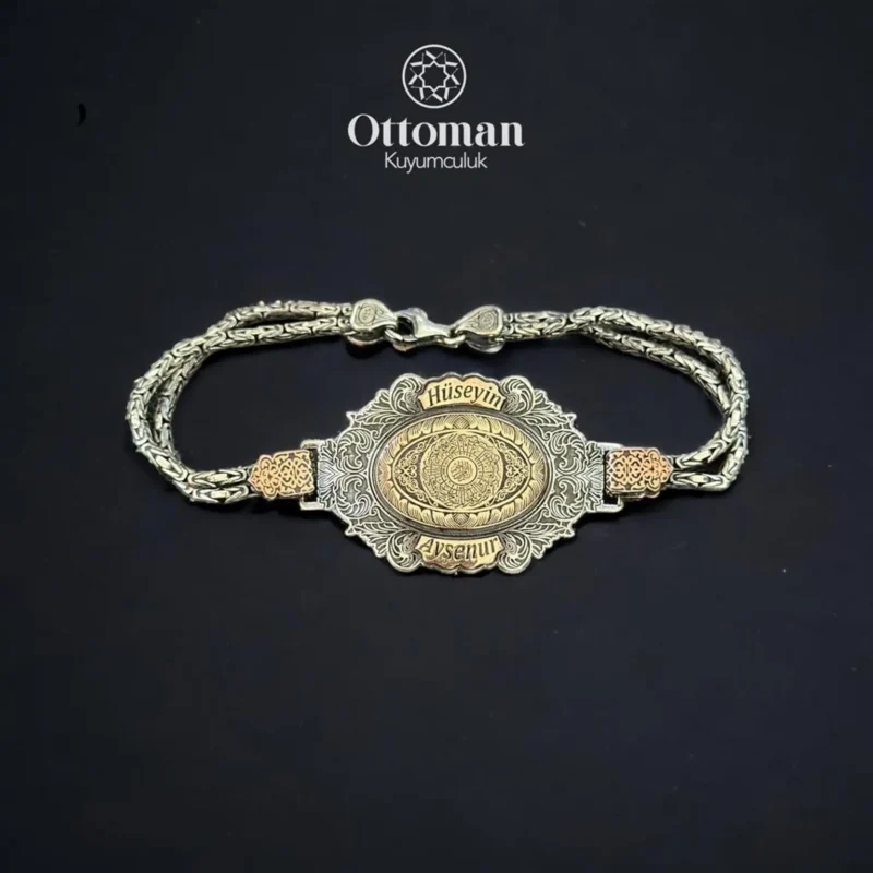İsimli İnşirah Suresi Yazılı Gümüş Erkek Bileklik