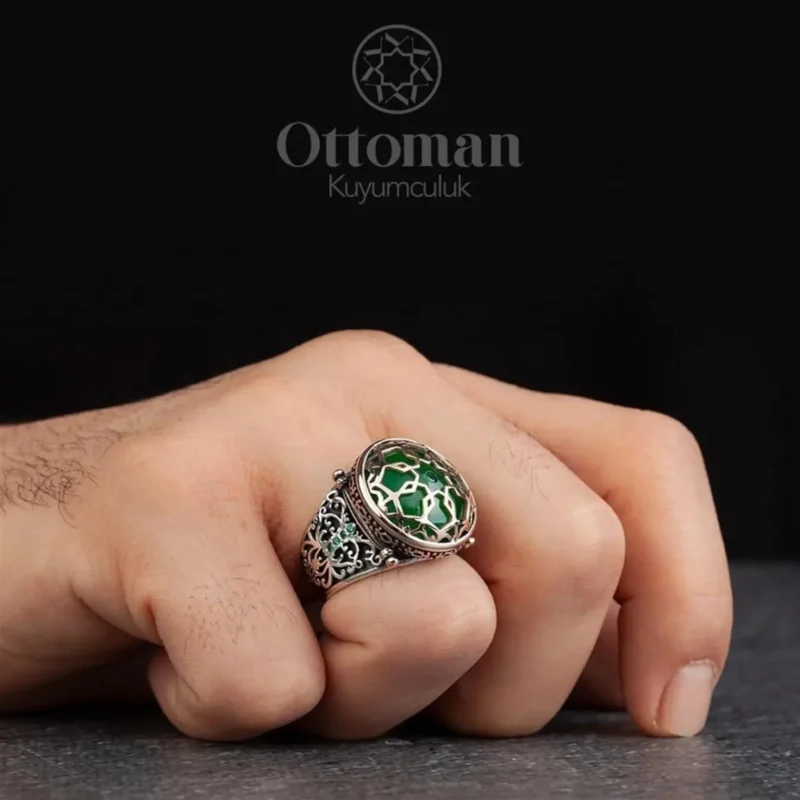 Özel Tasarım Kafes Model Gümüş Erkek Yüzük