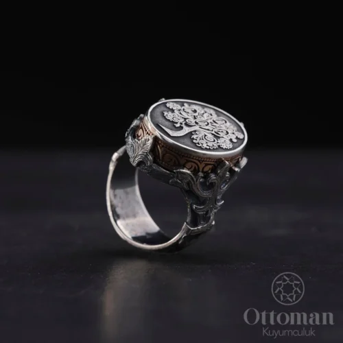 Soy Ağacı İsimli Gümüş Erkek Yüzük