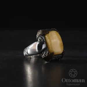 Doğal Taş Orji̇nal Damla Kehri̇bar Gümüş Yüzük