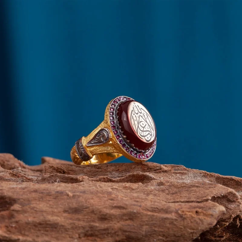 sultan-modeli-sari-yaldiz-kaplama-4df5-8 Sultan Model Sarı Yaldız Kaplama Gümüş Erkek Yüzük