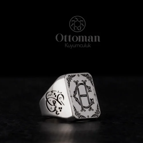 Ünvan-ı Mahsus Yazılı Gümüş Erkek Yüzük