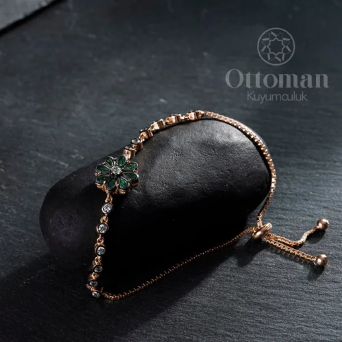 yesil-cicekli-gumus-bayan-bileklik-1c-c11 Yeşil Çiçekli Gümüş Kadın Bileklik