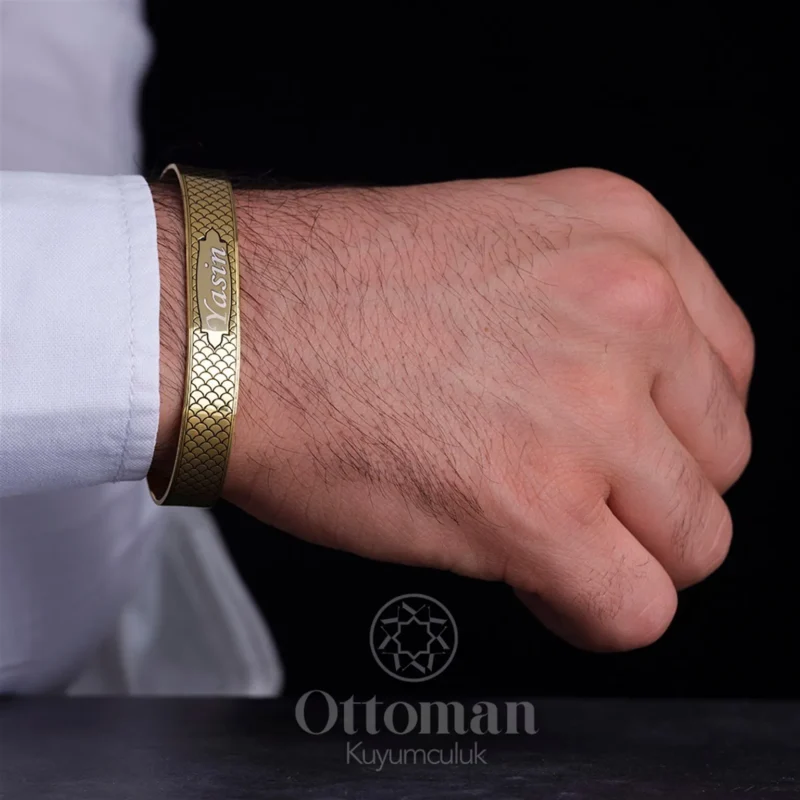 Yılan Desenli Gümüş Erkek Kelepçe Bileklik