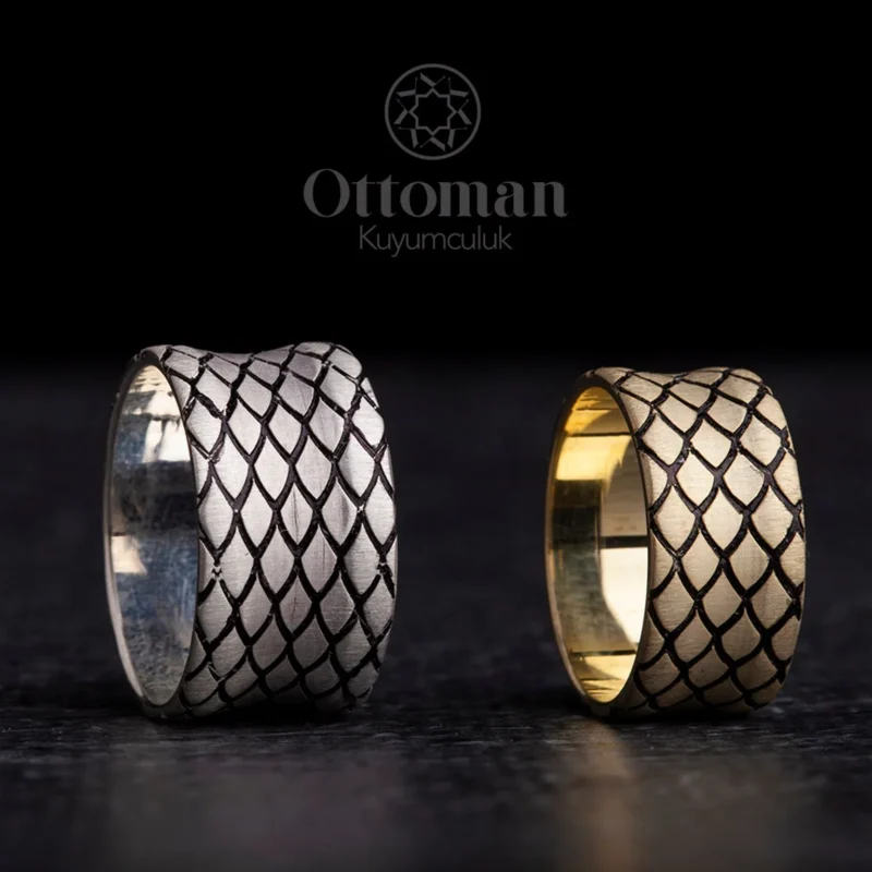 yilan-desenli-cift-alyans-d-4607 Yılan Desenli Gümüş Alyans Set