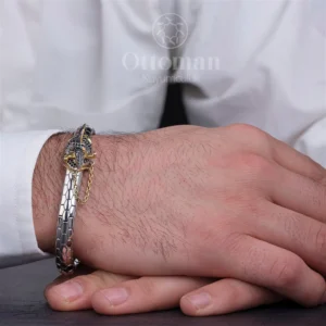 Yılan Desenli Kılıç Model Gümüş Erkek Bileklik