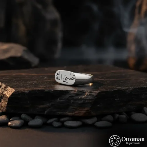 Hasbiyallah Yazılı Gümüş Erkek Yüzük