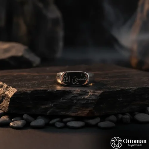Hasbiyallah Yazılı Gümüş Erkek Yüzük