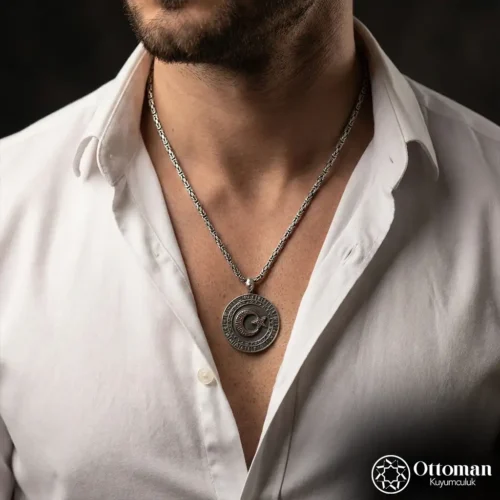 Ay Yıldız Gümüş Erkek Kolye