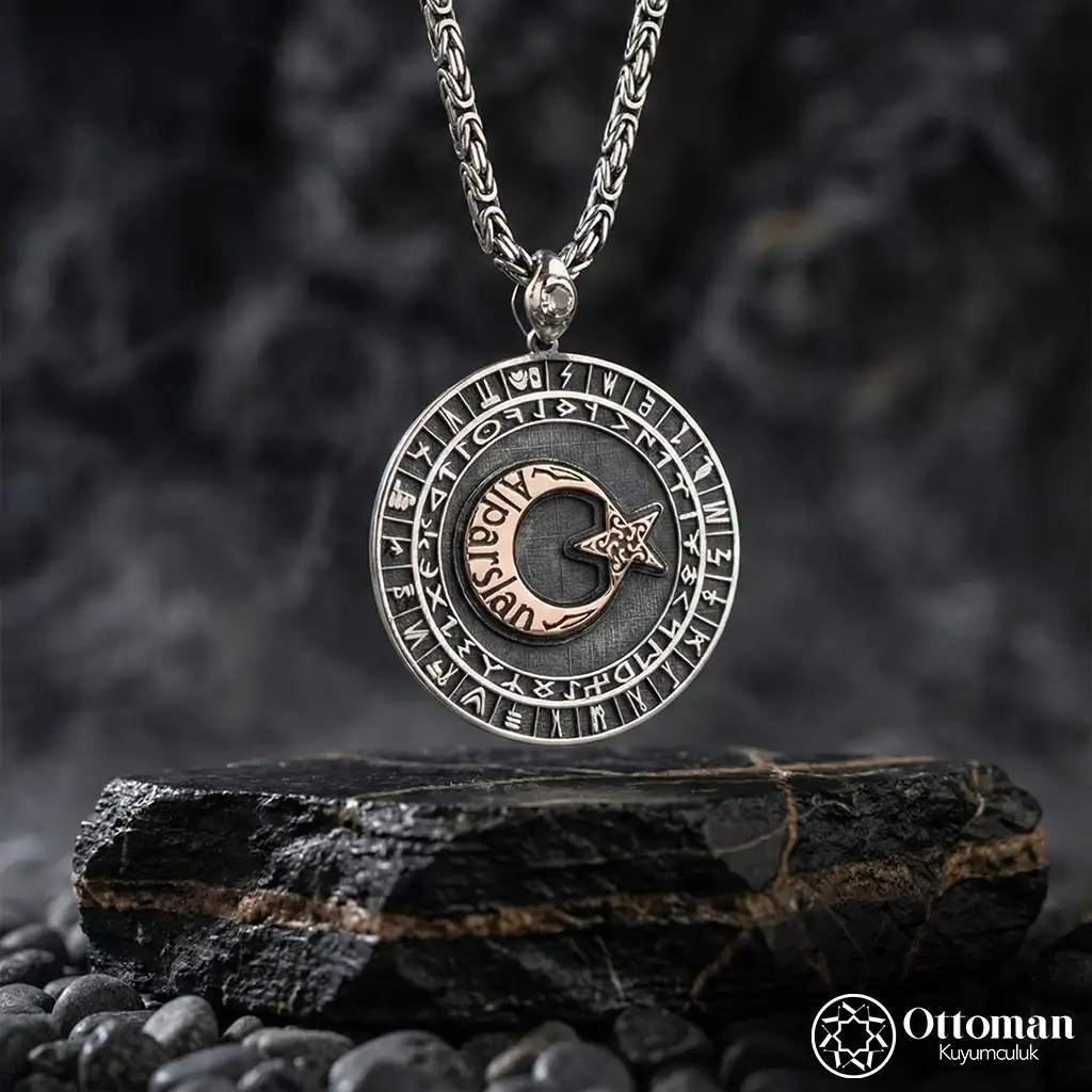 Star and Crescent Silver Men's Necklace