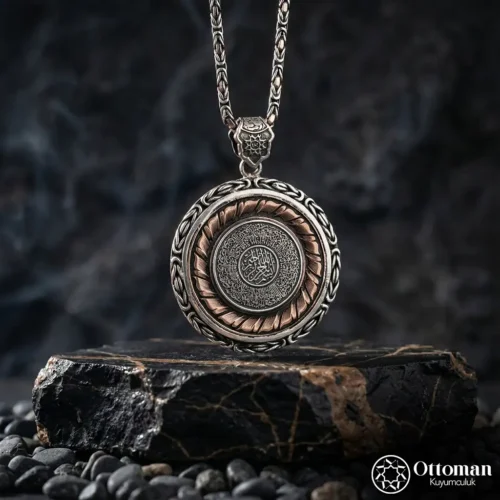 Ayetel Kürsi İşlemeli Kral Gümüş Kolye