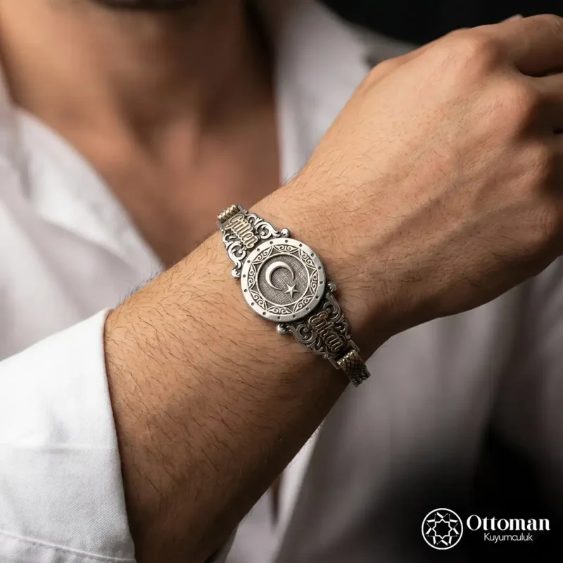 Ay Yıldız Gümüş Erkek Bileklik