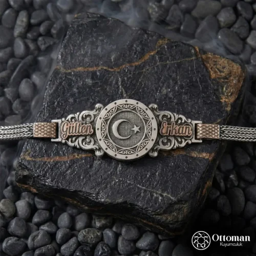 Ay Yıldız Gümüş Erkek Bileklik