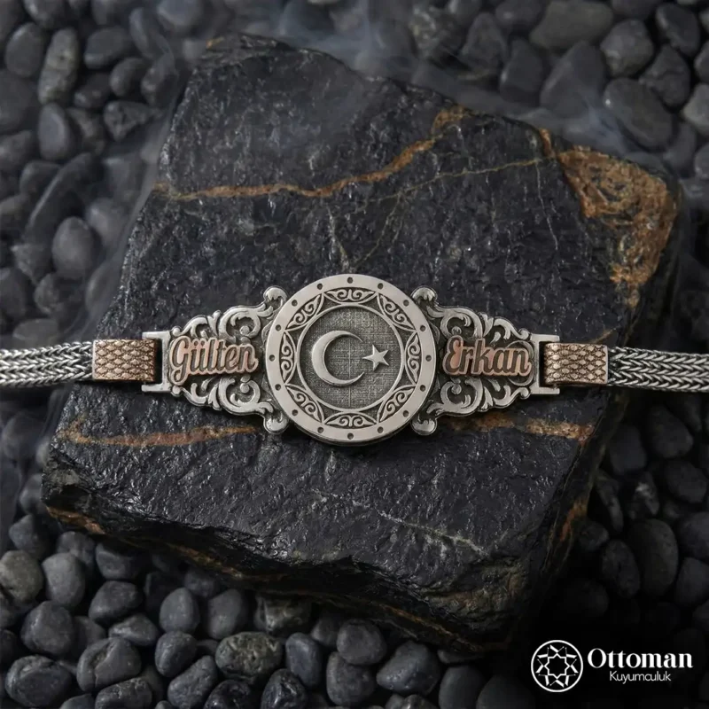 Ay Yıldız Gümüş Erkek Bileklik