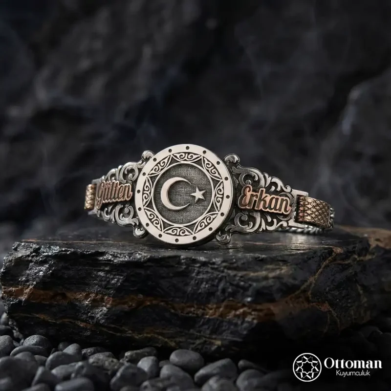 Ay Yıldız Gümüş Erkek Bileklik