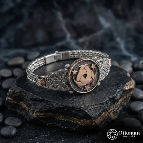 Teşkilat-ı Mahsusa Motifli Gümüş Erkek Bileklik