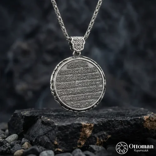 3 Dönerli Gümüş Madalyon Erkek Kolye