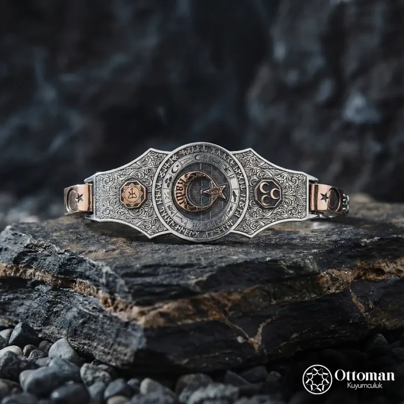 16 Türk Devleti Motifli Gümüş Erkek Bileklik