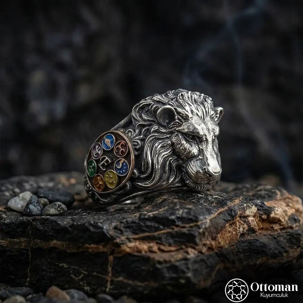 Lion Figured Silver Men's Ring
