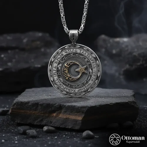 İsimli Ay Yıldız Gümüş Erkek Kolye