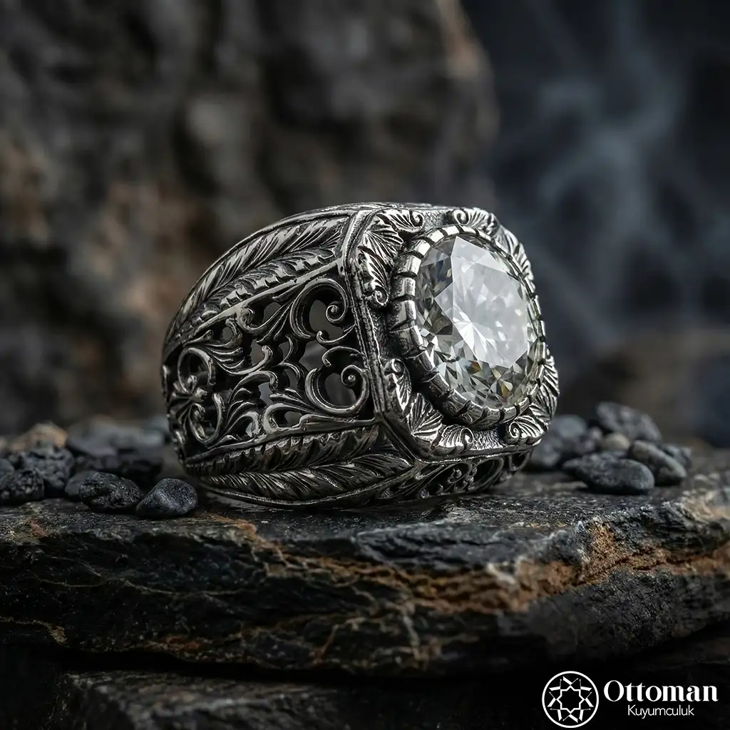 Mozanit Stone-set Silver Men's Ring