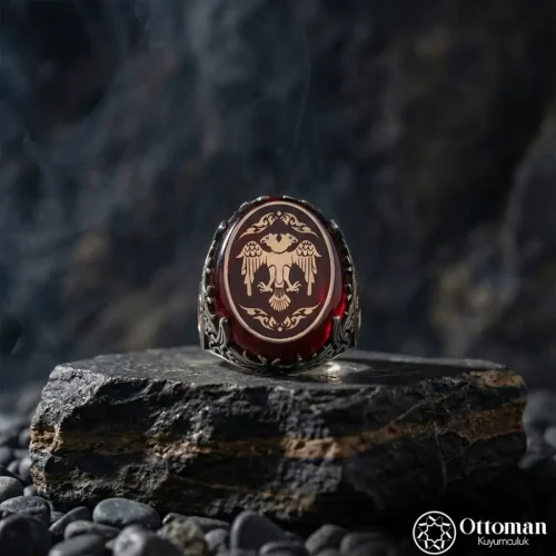 Çift Başlı Kartal Gümüş Erkek Yüzük