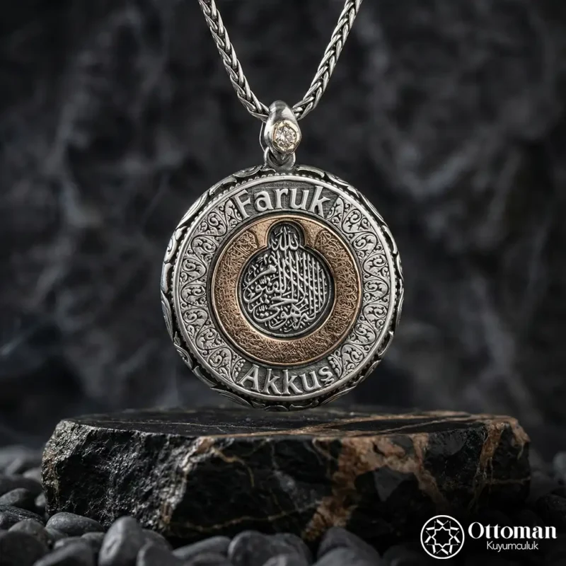 Süleyman Mührü Madalyon Gümüş Erkek Kolye