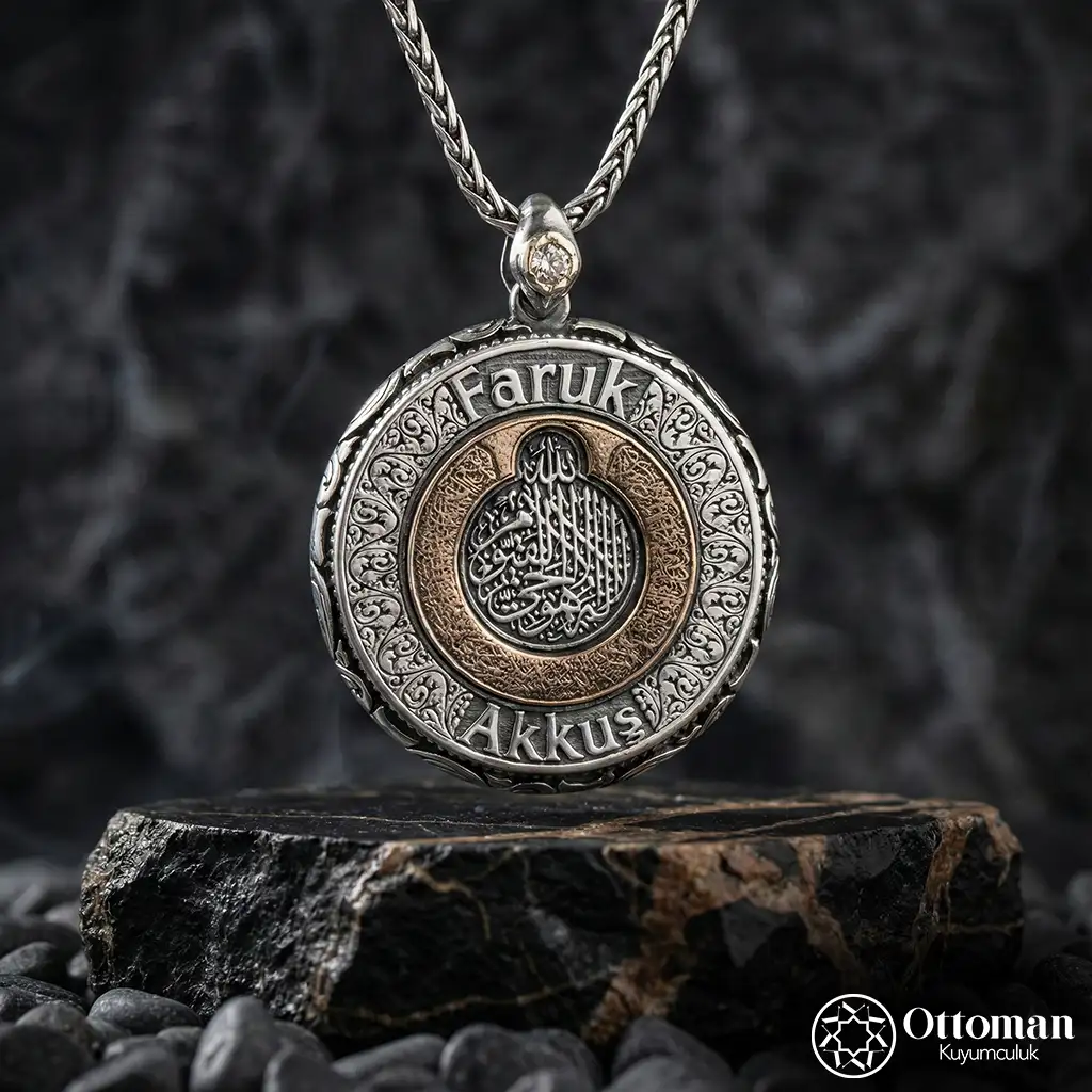 Süleyman Mührü Medallion Silver Men's Necklace
