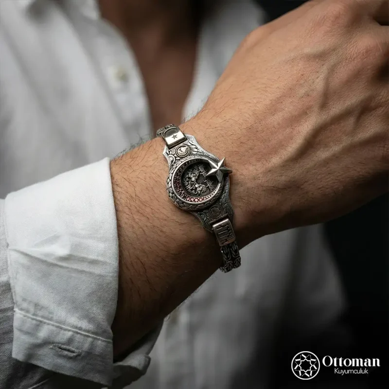 Ay Yıldız Gümüş Erkek Bileklik