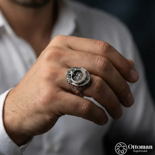 1 Ay Yıldız Seri Gümüş Erkek Yüzük