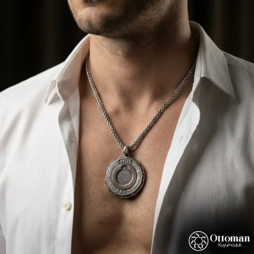 Süleyman Mührü Madalyon Gümüş Erkek Kolye