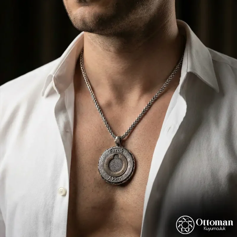 Süleyman Mührü Madalyon Gümüş Erkek Kolye